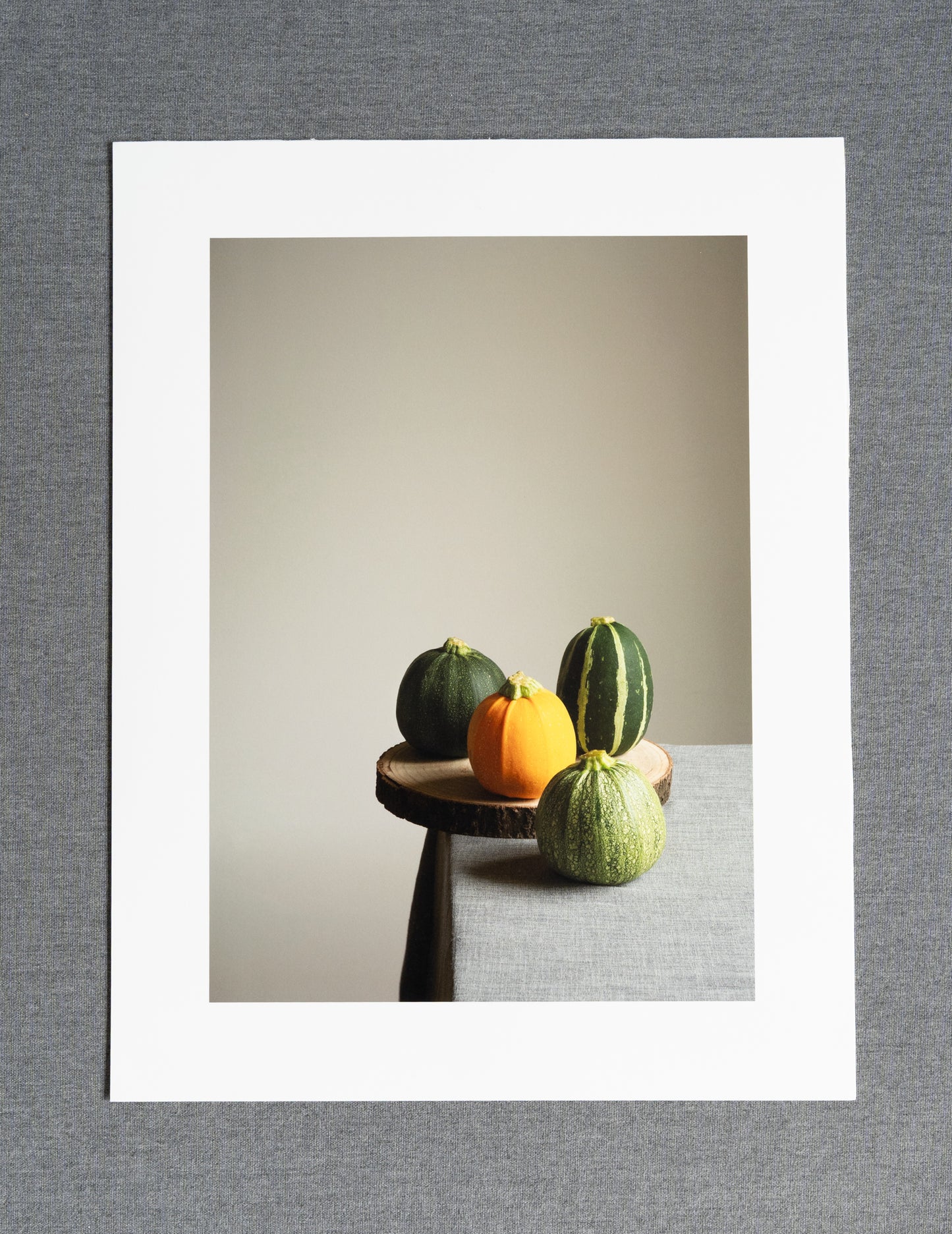 Courgette Family, fine art photography print by Krati, food still-life on Hahnemühle Photo Rag Pearl Paper