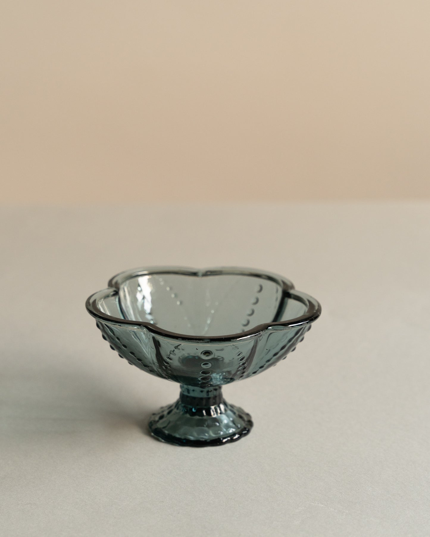Snack bowl with a short stem, coloured glass, retro