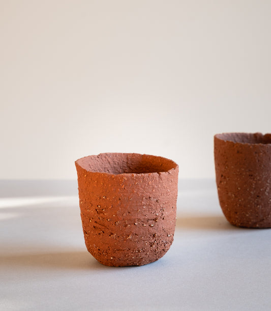 Handmade ceramic cup, earthy terracotta colour with texture, 150 ml
